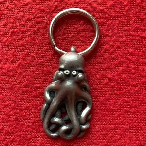 3D PEWTER OCTOPUS CHARM KEY RING FOB